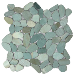 Seixo Telado Verde Revestimento Pedra Seixo Premium 30x30cm